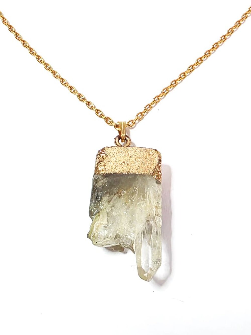 Clear crystal druzy pendant necklace